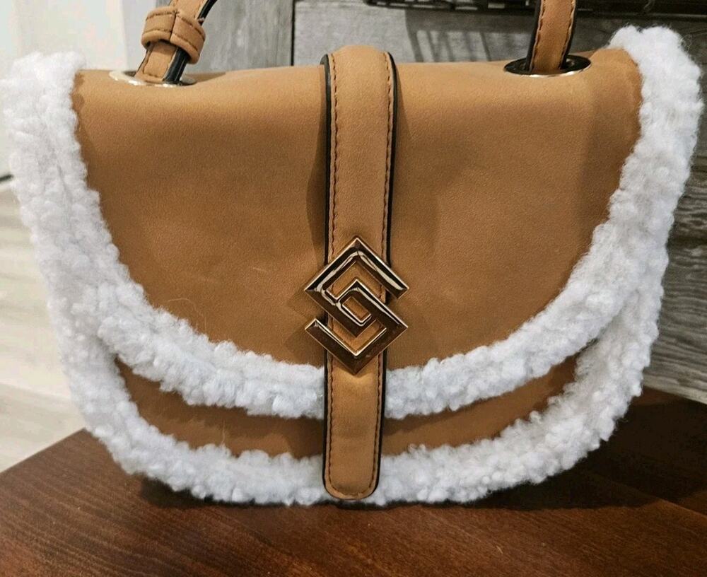 Scarleton Camel Sherpa Crossbody Bag Faux Shearling Boho Western Purse NWOT